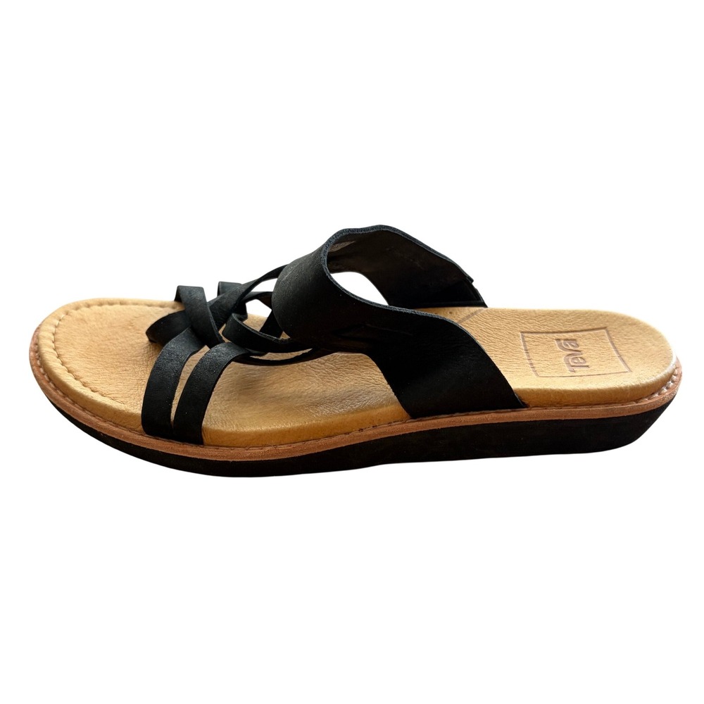 Teva Elzada Slide Lea Black Leather Strappy Sandals 1020306 Womens 7.5 - Picture 5 of 13